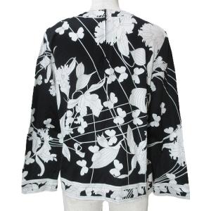 LEONARD FASHION 長袖 カットソー 花柄 大きいサイズ LL 白 黒 IBO58 X