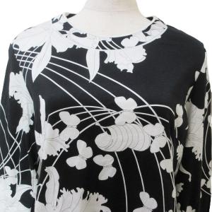 LEONARD FASHION 長袖 カットソー 花柄 大きいサイズ LL 白 黒 IBO58 X