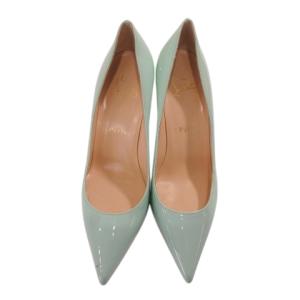 Christian Louboutin 美品 パンプス パテント ポインテッドトゥ ピンヒール ハイヒール 約23cm ミント IBO58