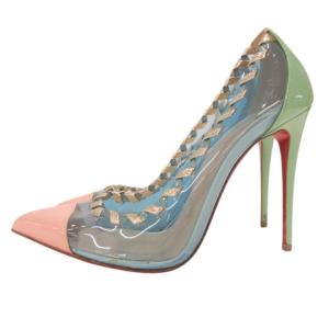 Christian Louboutin パンプス クリア パテント リボン ピンヒール 約24cm マルチカラー IBO58
