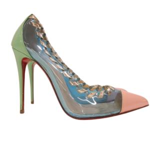 Christian Louboutin パンプス クリア パテント リボン ピンヒール 約24cm マルチカラー IBO58