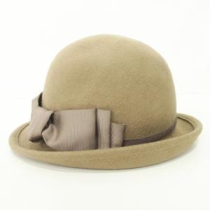 TOCCA 美品 ハット 帽子 ウール リボン付き 無地 フリーサイズ 茶 ブラウン IBO58