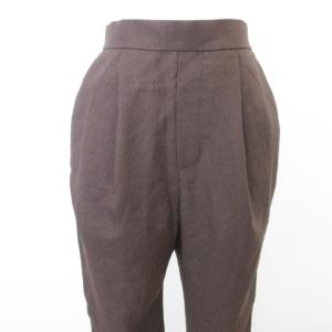 ENFOLD 美品 22ss リネンライク ゴムジョッパーズ ボトム パンツ 34 約Sサイズ 茶 ブラウン IBO58