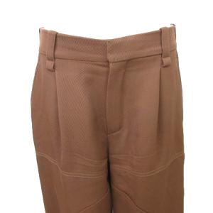 Chloe 美品 近年モデル パンツ ツイルウール 裾 サイド ファスナー ジップ ベイカー 38 茶 IBO58