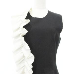 MSGM フリル ノースリーブ ワンピース ストレッチ 44 Lサイズ 黒 ブラック IBO58