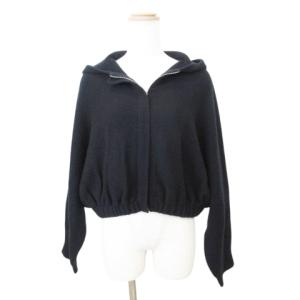 美品 22AW LANA CASH CROPPED HOODY フード ジップアップ パーカー 長袖 Mサイズ 黒 ブラック