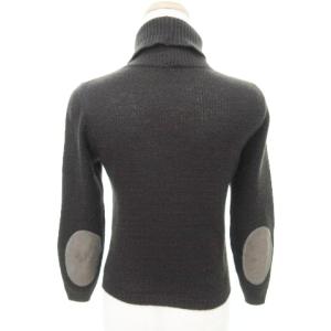 PRADA 美品 カシミヤ100% 七分袖 タートル ショート ニット トップス ニーパッドデザイン 38 約Sサイズ 茶 ダークブラウン