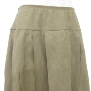 PRADA 美品 ひざ丈 プリーツ スカート レイヤード イタリア製 38 カーキ IBO58