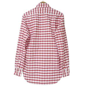 THOM BROWNE ボタンダウン シャツ 長袖 チェック 赤 白 1 S相当 IBO58 X