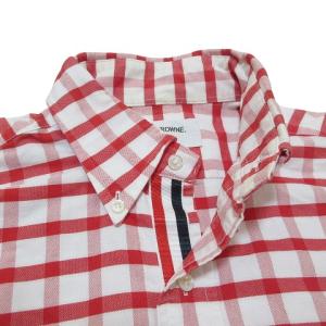 THOM BROWNE ボタンダウン シャツ 長袖 チェック 赤 白 1 S相当 IBO58 X