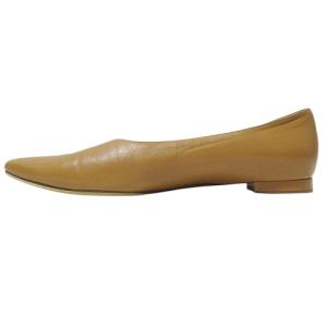 MANOLO BLAHNIK パンプス ローヒール ポインテッドトゥ 靴 37.5 約24cm ブラウン 茶 IBO58 X
