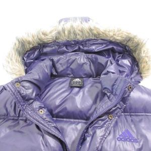 adidas ダウンジャケット 取り外し可能フード アウトドア L パープル