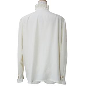 Leilian 美品 長袖 シャツ ブラウス 金ボタン リボンタイ パフスリーブ 9号 M相当 アイボリー IBO60 X