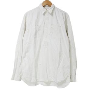 ラルフローレン プルオーバー シャツ 長袖 ドット 水玉 チンストラップ S 白 ホワイト IBO60 X