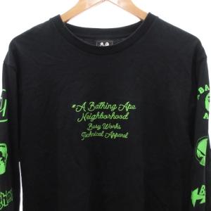 A BATHING APE ×ネイバーフッド NEIGHBORHOOD 美品 長袖 アームプリント Tシャツ ロンT カットソー トップス 日本製 Mサイズ