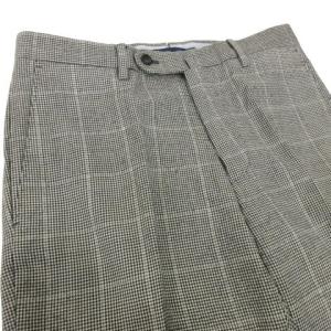 INCOTEX SUPER100's 千鳥 チェック柄 パンツ スラックス スリム カジュアル ビジネス 46 約S?Mサイズ グレー IBO60