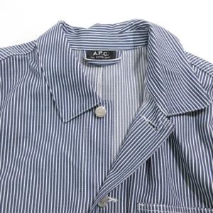 A.P.C. 美品 近年 カバーオール ヒッコリーストライプ ワークジャケット ブルゾン 長袖 コットン L ブルー