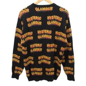 HYSTERIC GLAMOUR 美品 ロゴ セーター ニット クルーネック 長袖 02183NS18 L ブラック