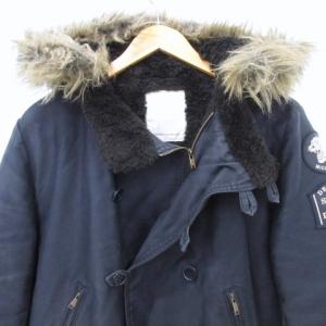 HYSTERIC GLAMOUR デッキジャケット ワッペン フード ファー アウター ボア 日本製 Lサイズ 紺 ネイビー