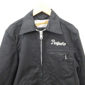Schott 美品 ワークジャケット 薄手 ジップアップ スタースタッズ カフス Sサイズ 黒 ブラック