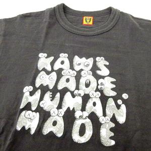 HUMAN MADE × カウズ KAWS 美品 プリント Tシャツ 半袖 クルーネック カットソー L 黒 ブラック AA