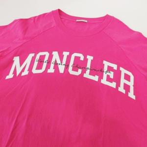 MONCLER 美品 ロゴプリント Tシャツ ラグラン クルーネック カットソー トップス M ピンク