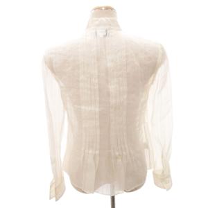 GIORGIO ARMANI 長袖 シャツ シアー ストライプ 長袖 ブラウス トップス 国内正規 イタリア製 42 Mサイズ ライトベージュ GY99