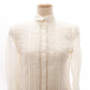 GIORGIO ARMANI 長袖 シャツ シアー ストライプ 長袖 ブラウス トップス 国内正規 イタリア製 42 Mサイズ ライトベージュ GY99