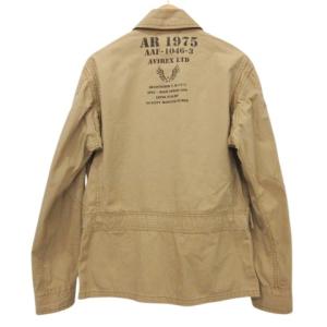 AVIREX 美品 ミリタリー カバーオール ジャケット プリント ブルゾン L ベージュ