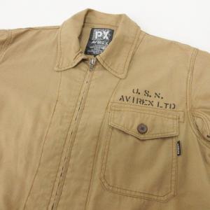 AVIREX 美品 ミリタリー カバーオール ジャケット プリント ブルゾン L ベージュ