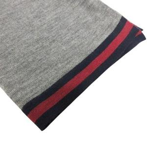 GUCCI 美品 マフラー ウール ライン ストール 薄手 イタリア製 グレー AA