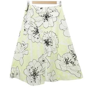 MARNI フラワー ラップ スカート ロング リネン混 花柄 巻きスカート イタリア製 38 M 黄色 イエロー