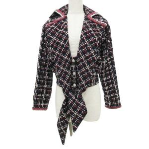 20SS ツイード ショート ジャケット ココマークボタン 34 ネイビー