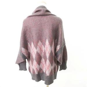 HYSTERIC GLAMOUR 美品 ドルマン ジップ カーディガン アーガイル ニット セーター バイカラー 日本製 F 赤 レッド グレー