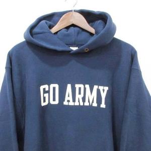 BUZZ RICKSON’S 美品 ロゴ パーカー フーディ 裏起毛 トップス 長袖 プリント 日本製 BR69243BM Lサイズ 紺 ネイビー