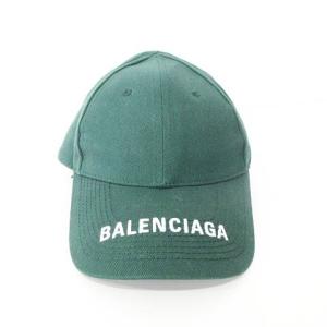 BALENCIAGA 美品 ブランドロゴ キャップ 帽子 テープバック イタリア製 L 59?p 緑 グリーン AA