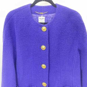 CELINE ヴィンテージ VINTAGE スーツ セットアップ スカート ひざ丈 ジャケット デザインボタン フランス製 44 約XL