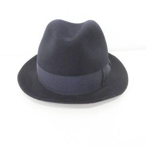 Borsalino 美品 ウール ハット 帽子 イタリア製 UK7 57 紺 ネイビー