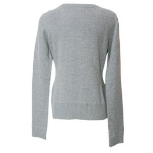 BURBERRY BLUE LABEL 美品 長袖 ニット セーター エンブレム ブローチ ピンバッチ Vネック エポレット コットン ウール 38 M相当 グレー