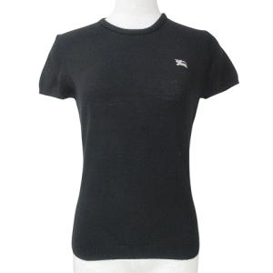 BURBERRY BLUE LABEL アンサンブルニット カーディガン トップス 半袖 長袖 ワンポイント刺? クルーネック 38 M相当 黒 ブラック GY14