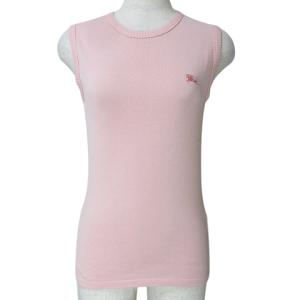 BURBERRY BLUE LABEL 3点セット カットソー ニット ノースリーブ 半袖 チェック ワンポイント刺? Vネック クルーネック S 38 M相当 ピンク