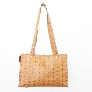 MCM レザー 皮革 ショルダーバッグ A4サイズ収納可 鞄 カバン 茶 ブラウン キャメル GY14