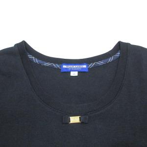 BURBERRY BLUE LABEL 半袖 ニット カットソー ロゴプレート 38 M相当 紺 ネイビー GY14 X