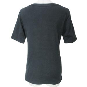 BURBERRY BLUE LABEL 半袖 カットソー ボートネック 袖裏チェック ワンポイント刺? 38 M相当 黒 ブラック GY14 X