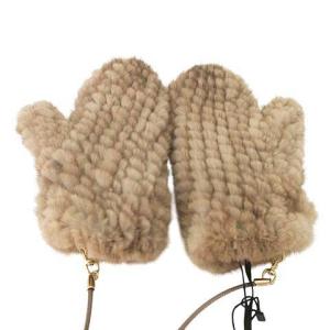 Max Mara 白タグ ミンクファー ミトン グローブ ML ライトブラウン