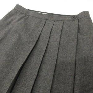 MARGARET HOWELL 美品 プリーツ ラップ スカート ひざ丈 ウール 台形 フレア 3 L グレー系 GY99