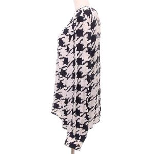 CELINE 国内正規 長袖 ブラウス プルオーバー 千鳥柄 44 XLサイズ相当 白 黒 ホワイト ブラック A0205