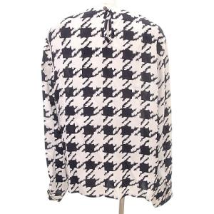 CELINE 国内正規 長袖 ブラウス プルオーバー 千鳥柄 44 XLサイズ相当 白 黒 ホワイト ブラック A0205