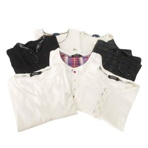 ブルーレーベル Tシャツ等 7点セット まとめ チェック Vネック 開襟 カットソー S?M マルチカラー