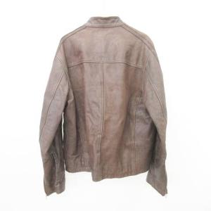 Timberland ヴィンテージ レザー ジャケット ライダース アウター CA19792 XLサイズ 茶 ブラウン GY99